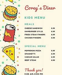 Image result for Kids Menu Pizza Templates